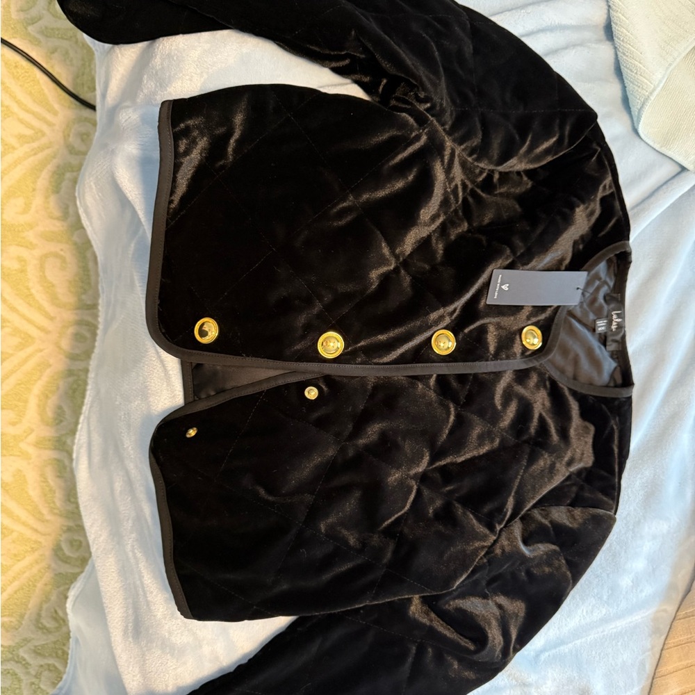 Lulu's Black Quilted Bomber Jacket with Gold Accents